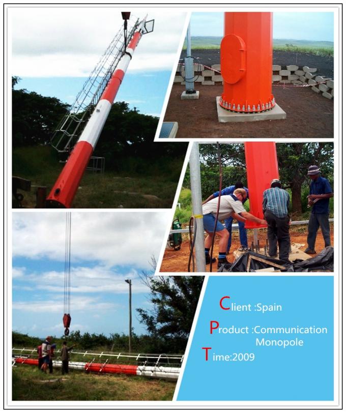 Mono torre anticorrosiva de poste de la comunicación móvil 100 pies con la galvanización de la inmersión caliente 1