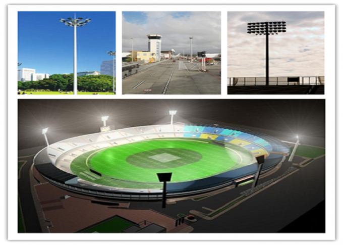Palo poste ligero del fútbol poligonal del estadio de la aduana los 25m alto para el puerto 0