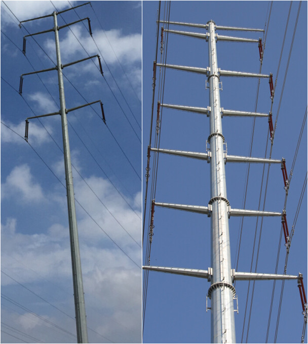 los 10M galvanizaron la corriente eléctrica de acero poste para la línea de la transmisión 69KV 0