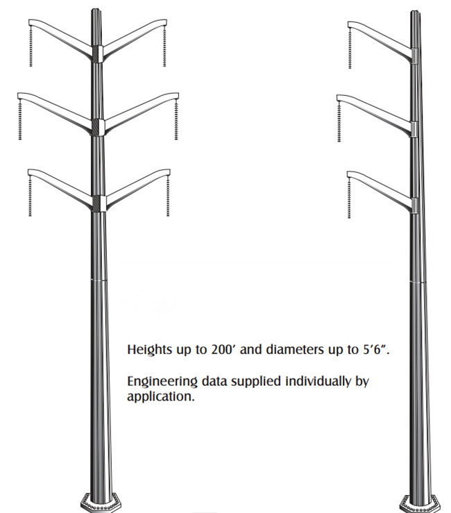 el 11.8M 50KN 6m m Thikcness poste para uso general de acero para la torre de la corriente eléctrica 0