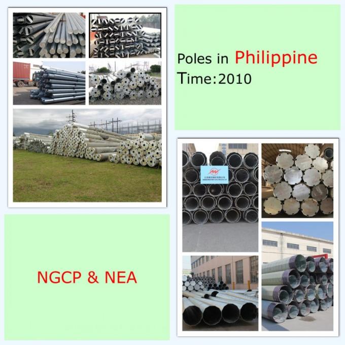 transmisión de acero postes de 69KV los 40FT HDG galvanizados para filipino 2