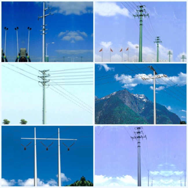 69 línea de transmisión redonda del kilovoltio 24M postes de acero galvanizados para la distribución de poder 0