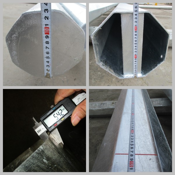35 pies de poder de acero galvanizado línea eléctrica poste de poste del betún del grueso de acero de la superficie 4m m 0