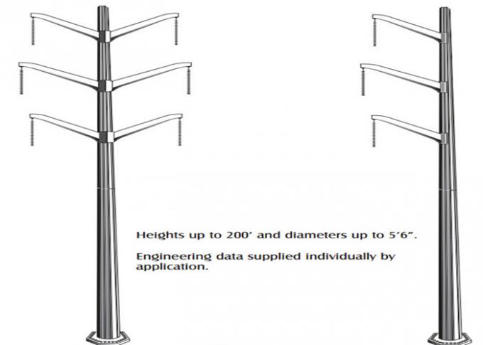 línea de transmisión de acero estándar de poste para uso general 69kv del poder de los 45FT NEA poder postes del metal 1