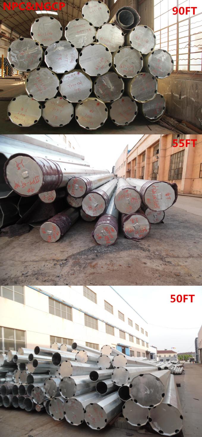 10M 12KN África poste tubular de acero estándar con el tratamiento superficial de la galvanización 0