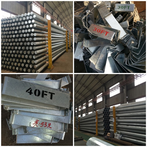 metal galvanizado el 17m poste de acero tubular de la tubería de acero de la tolerancia 65 de postes ASTM A123 de la transmisión de poder 0