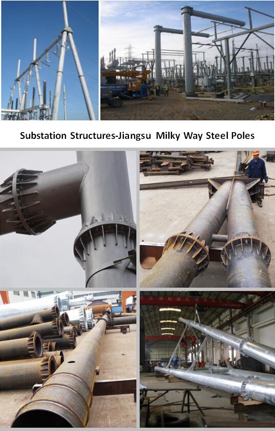 Metal de acero galvanizado postes para uso general de la electricidad líneas eléctricas de la tensión de 120 pies Shigh 0