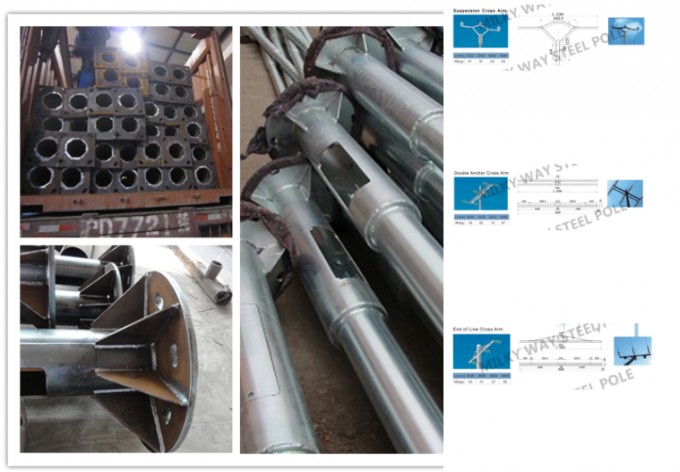 galvanización en baño caliente de acero poligonal de poste de poder de 1-30m m 30 años de garantía 6
