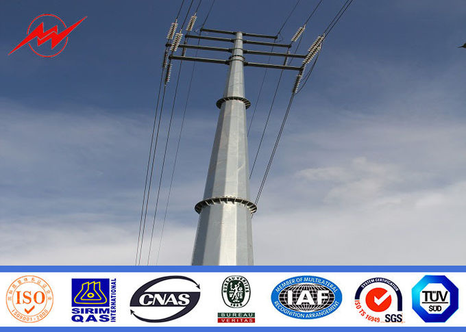 transmisión de acero baja poste de los 25ft -100ft Valtage Filipinas con los brazos del ángulo 3
