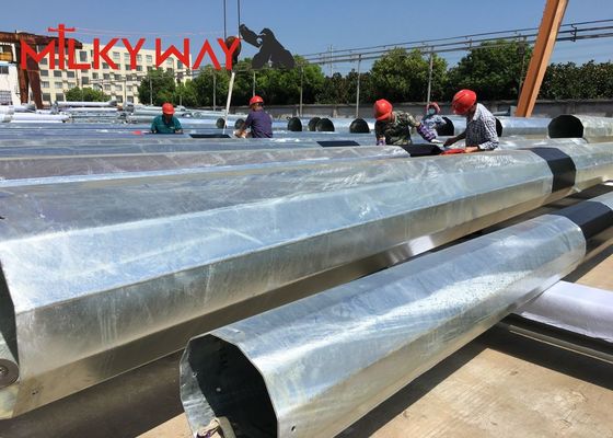Polos de energía de acero galvanizado de 80FT 90FT 138KV para distribución eléctrica proveedor