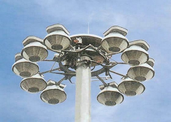 palo poste del ourdoor de la galvanización de la inmersión caliente de los 55m alto para la iluminación del puerto