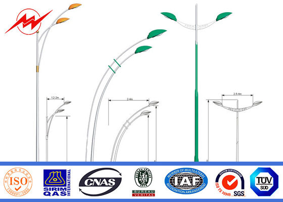 Pintando 2.75m m poste de acero galvanizado brazo el 12m doble para el alumbrado público