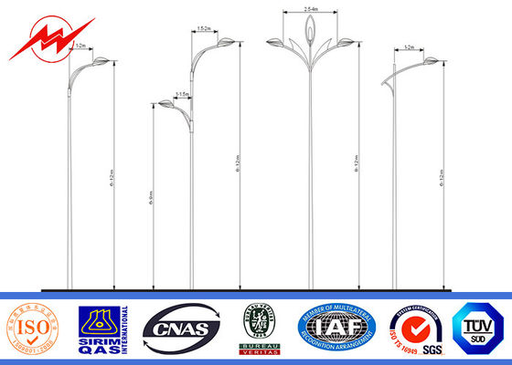 Pintando 2.75m m poste de acero galvanizado brazo el 12m doble para el alumbrado público