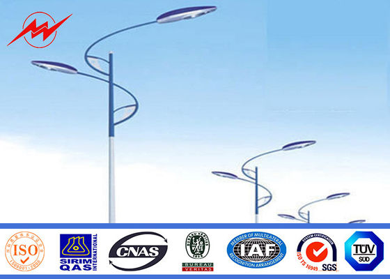 el outreach dual del grueso de pared de 7m m 3m m galvanizó a poste de acero para el diseño de la luz de la carretera