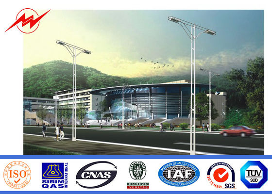 2.75m m solares poste de acero galvanizado Outreach el 12m dual para la iluminación del camino