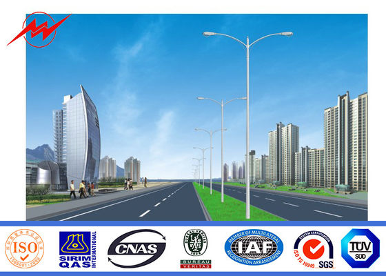 2.75m m solares poste de acero galvanizado Outreach el 12m dual para la iluminación del camino
