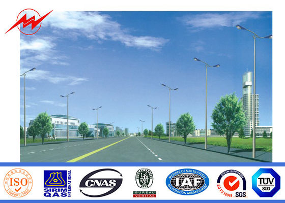 2.75m m solares poste de acero galvanizado Outreach el 12m dual para la iluminación del camino