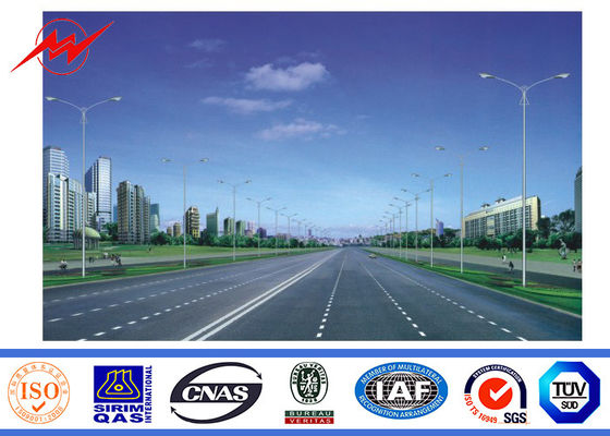 El HDG 3m m 10m se dobla poste de acero galvanizado Outreach con el brazo cruzado