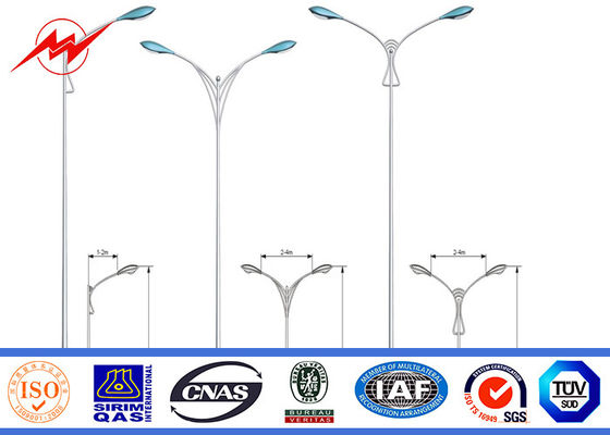 El HDG 3m m 10m se dobla poste de acero galvanizado Outreach con el brazo cruzado