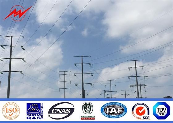 11KV poste que se resume eléctrico echado a un lado multi, inmersión caliente poste de acero galvanizado