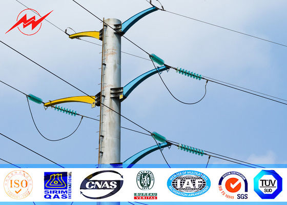corriente eléctrica de acero poste 69kv de la soldadura de la placa del top del acero de la carga 1250kg de los 70ft