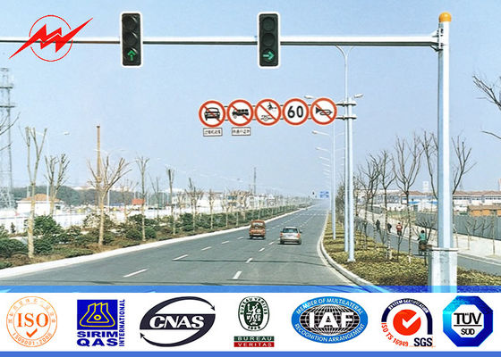 Cónico/alrededor de la capa del polvo de los 5m galvanizó a poste de acero para el sistema del tráfico