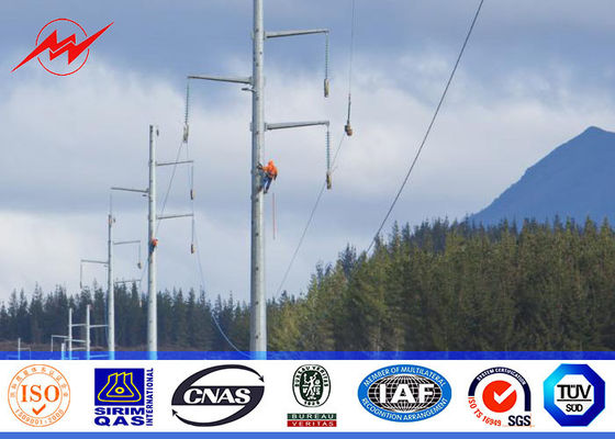 Alto voltaje 115 kilovoltios de forma octagonal de acero galvanizada de poste con el perno caminado