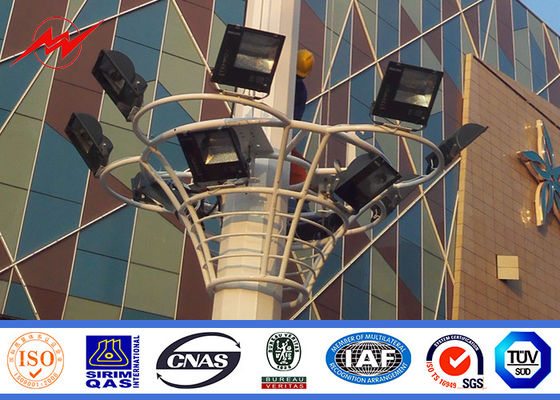 inundación poligonal de acero postes ligeros de poste ligero 500W LED del palo de los 55m alta