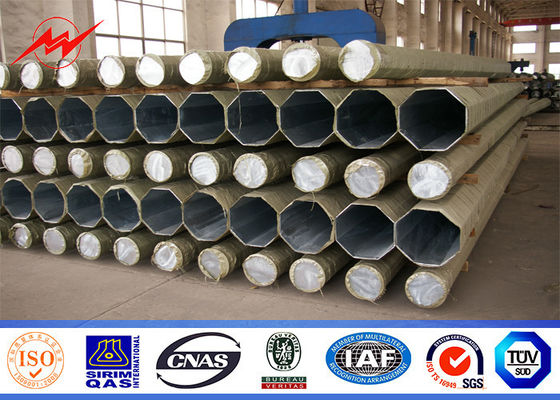 NGCP poste de acero galvanizado los 65FT con 450Mpa para la línea de transmisión 69kv grueso de 10m m