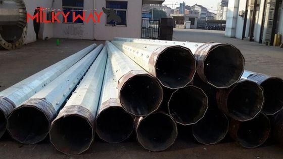 Galvanización por inmersión en caliente Pollo de acero galvanizado octogonal para distribución de electricidad con 12 m de altura