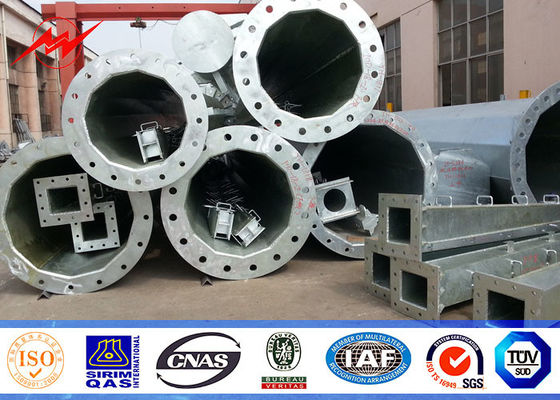 Transmisión eléctrica cónica redonda postes, distribución galvanizada poste