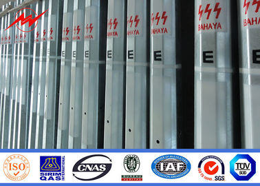 corriente eléctrica tubular de acero galvanizada poste de la inmersión caliente del 15m con el material de ASTM A123