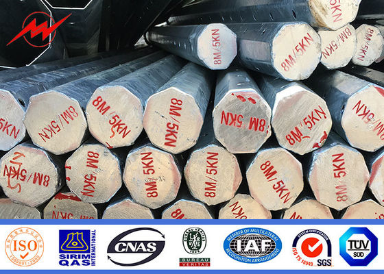 los 8m el 16m África poste fuera de la línea eléctrica poder poste de acero con la fuerza de producción del minio 500Mpa