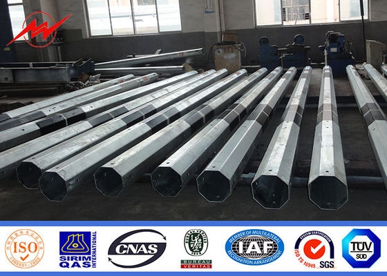 Línea los 9m poste de acero 5.5m m tubular de la distribución con FRP