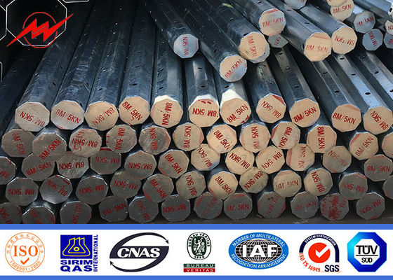 7-12M Pollo de acero de potencia eléctrica 10m Q235 con galvanizado en caliente para transmisión