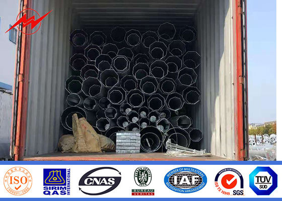 Polígono el 12m el 14m Astm A123 poste tubular de acero de galvanización 69kv