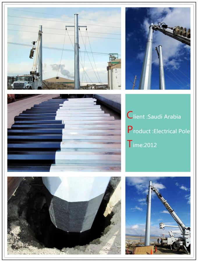 Gr65 poligonal poste de acero galvanizado betún eléctrico material para el proyecto de Overheadline 0
