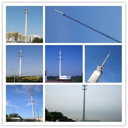 Mono torre de poste de la antena celular de acero de las telecomunicaciones para la comunicación, ISO 9001 1