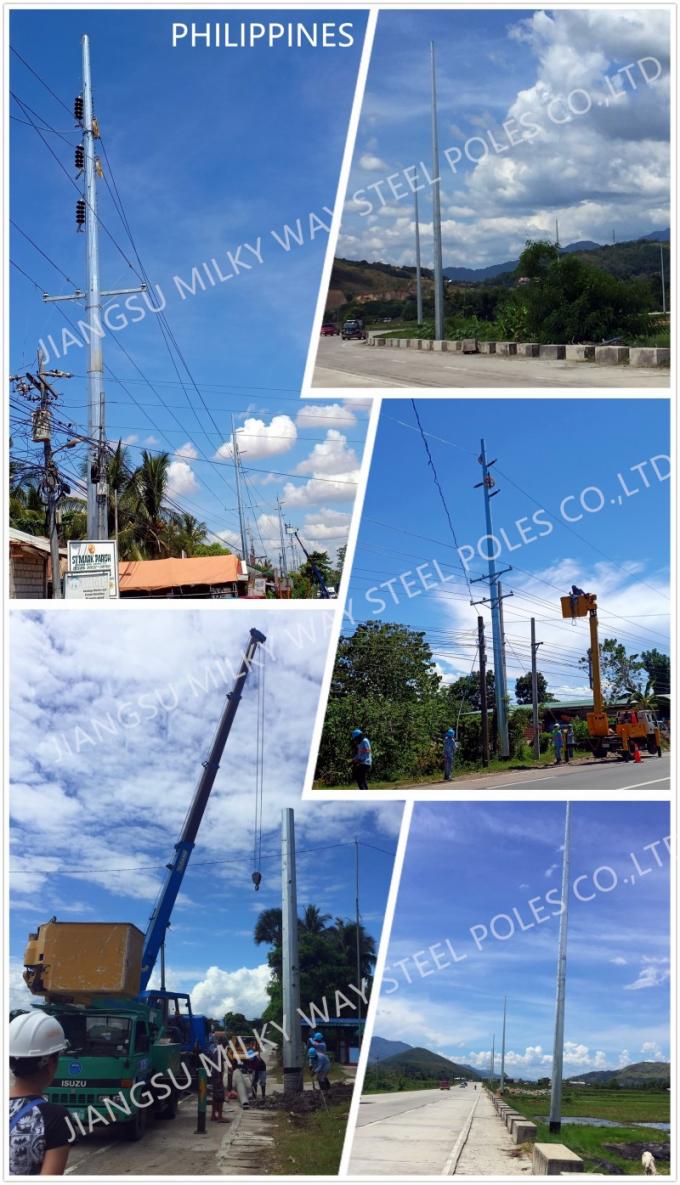 16m 2500dan Torre de acero de galvanización poste 90 pies línea de transmisión de África poste de metal 1